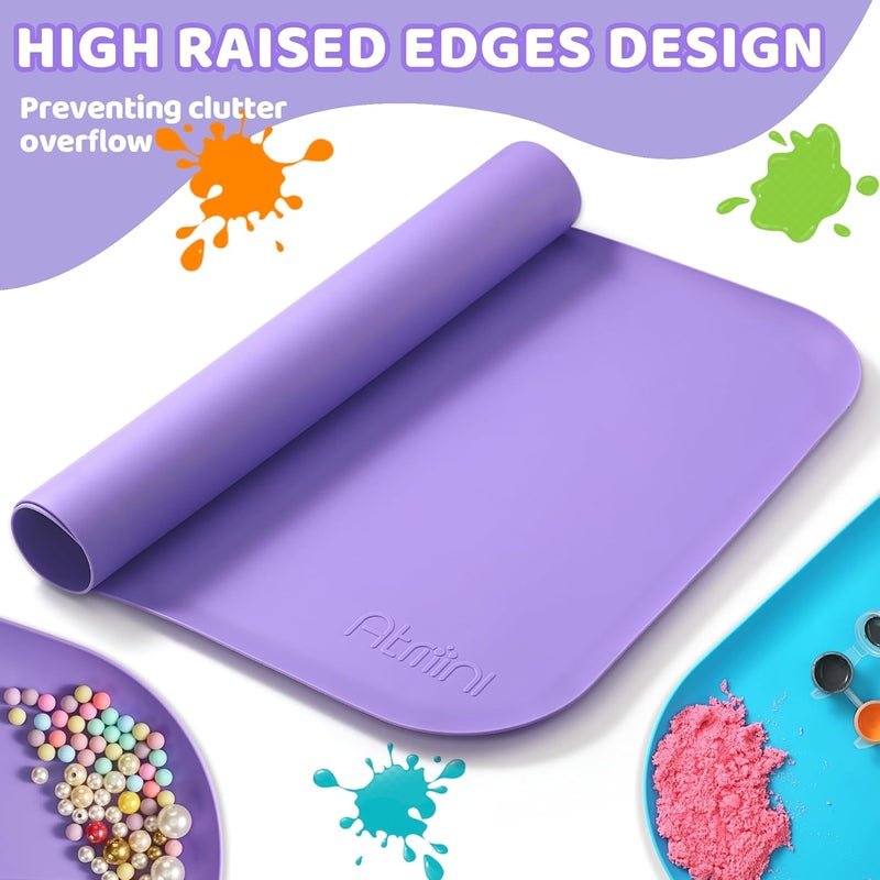 AtMini Store Silicone Art Mats for Kids, 24"x16" Silicone Craft Mat with Lip to Keep Clean, Play Sand, Painting, DIY Crafts Mat for Kids (Purple) - Image 3